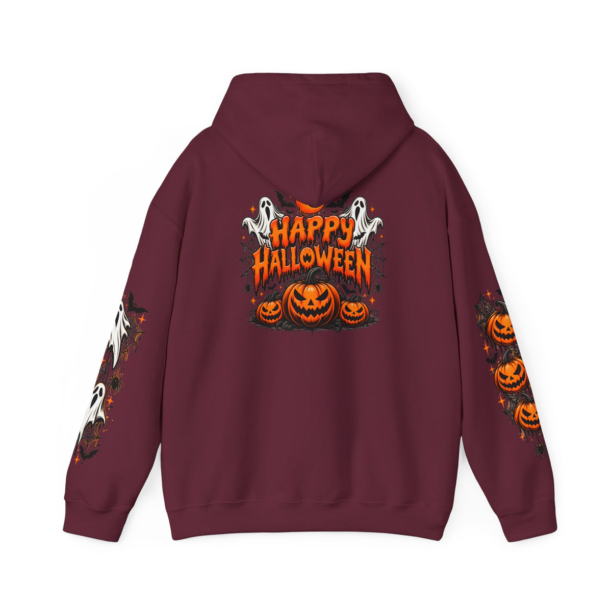 Halloween Hoodie — "Happy Halloween" Pumpkin & Ghost Graphic