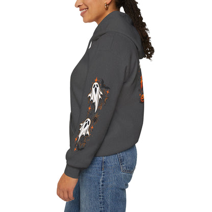 Halloween Hoodie — "Happy Halloween" Pumpkin & Ghost Graphic