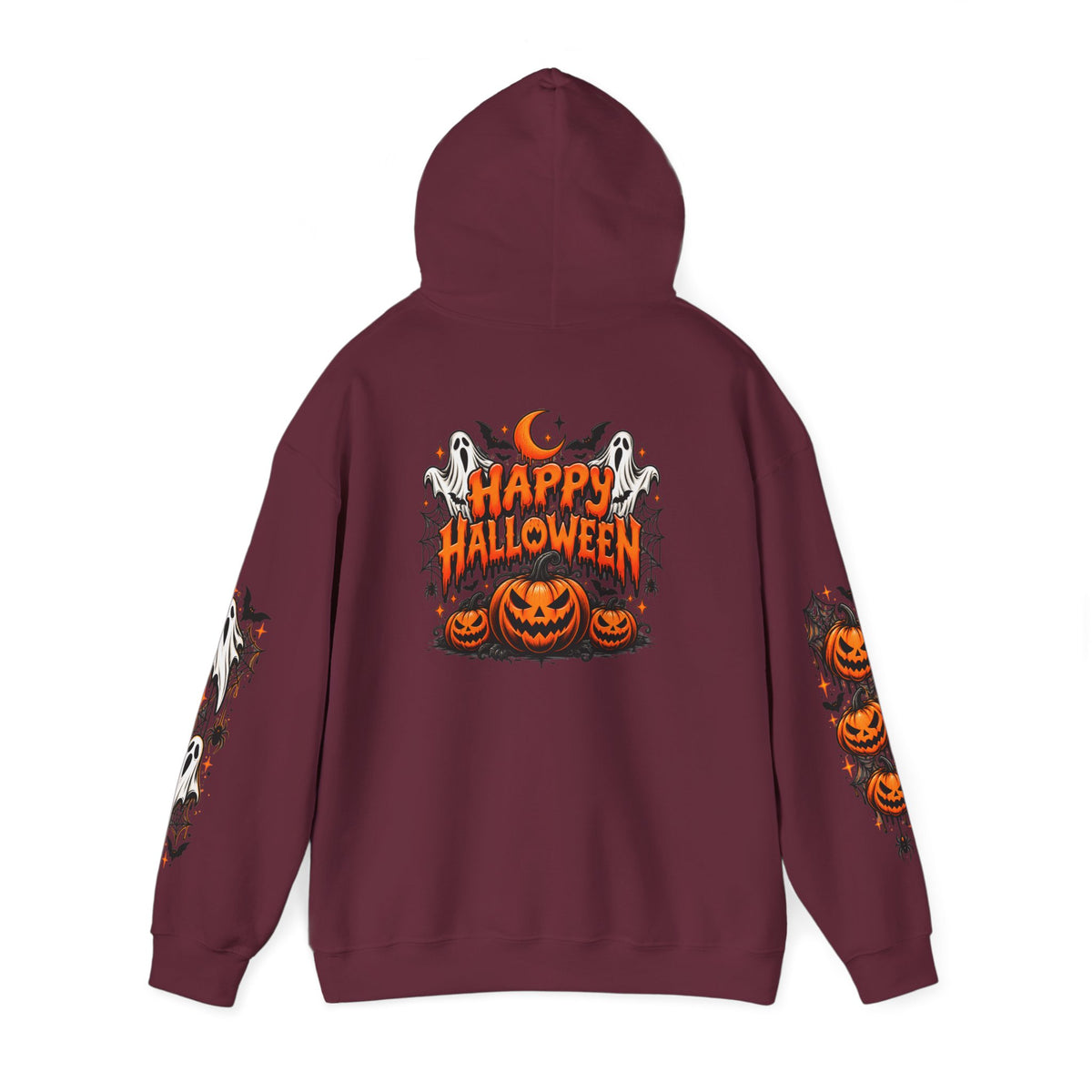 Halloween Hoodie — "Happy Halloween" Pumpkin & Ghost Graphic