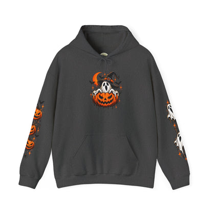 Halloween Hoodie — "Happy Halloween" Pumpkin & Ghost Graphic