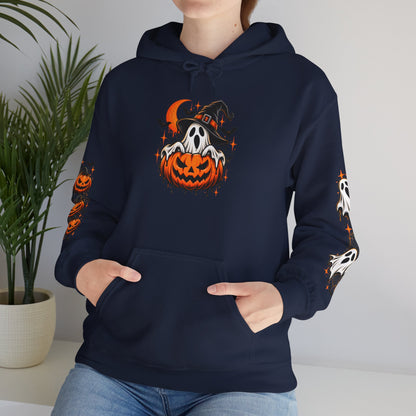 Halloween Hoodie — "Happy Halloween" Pumpkin & Ghost Graphic
