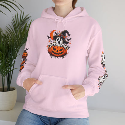 Halloween Hoodie — "Happy Halloween" Pumpkin & Ghost Graphic
