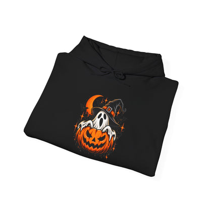 Halloween Hoodie — "Happy Halloween" Pumpkin & Ghost Graphic
