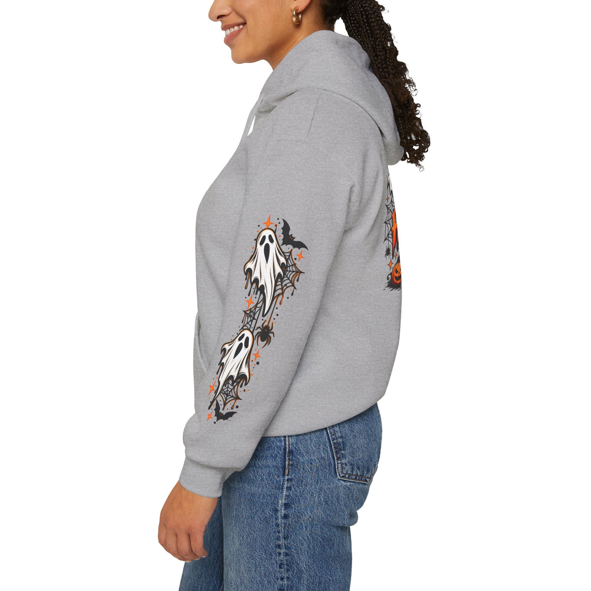 Halloween Hoodie — "Happy Halloween" Pumpkin & Ghost Graphic
