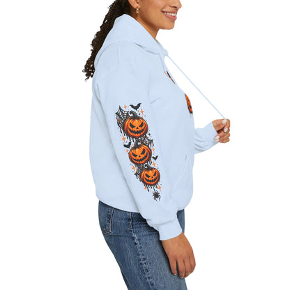 Halloween Hoodie — "Happy Halloween" Pumpkin & Ghost Graphic