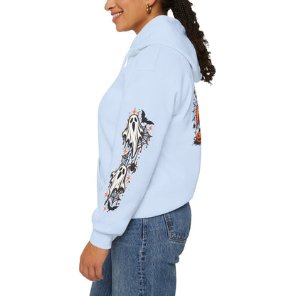 Halloween Hoodie — "Happy Halloween" Pumpkin & Ghost Graphic