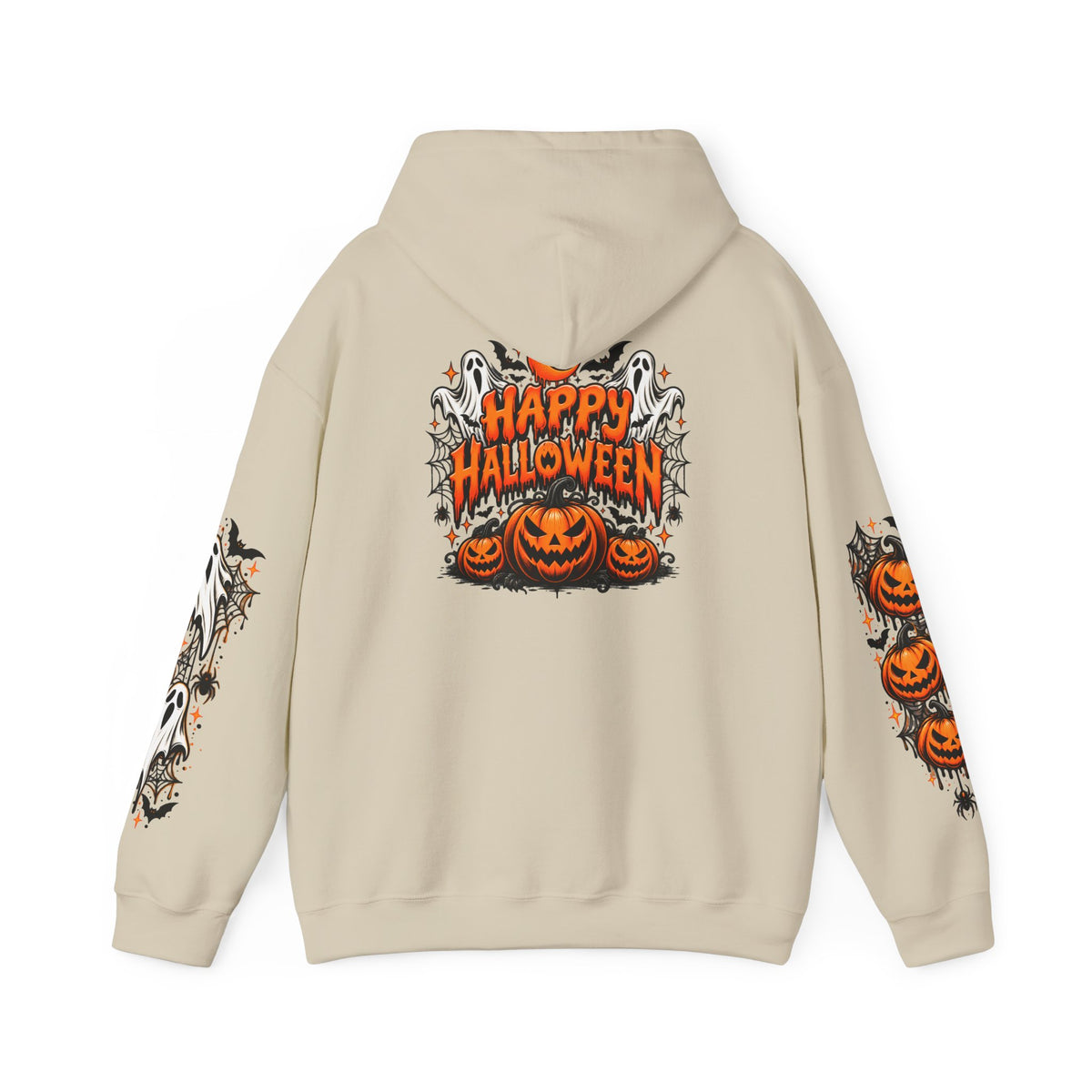 Halloween Hoodie — "Happy Halloween" Pumpkin & Ghost Graphic