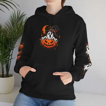 Halloween Hoodie — "Happy Halloween" Pumpkin & Ghost Graphic