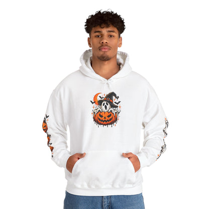 Halloween Hoodie — "Happy Halloween" Pumpkin & Ghost Graphic