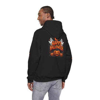 Halloween Hoodie — "Happy Halloween" Pumpkin & Ghost Graphic