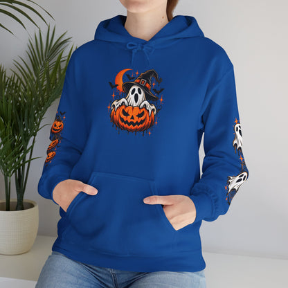 Halloween Hoodie — "Happy Halloween" Pumpkin & Ghost Graphic