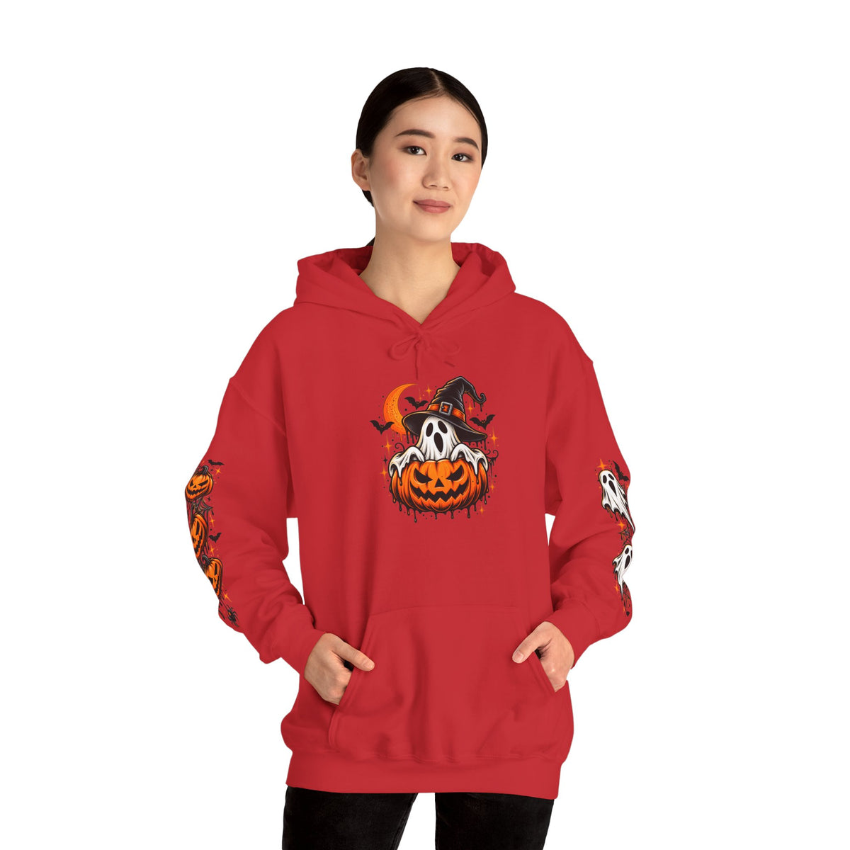 Halloween Hoodie — "Happy Halloween" Pumpkin & Ghost Graphic