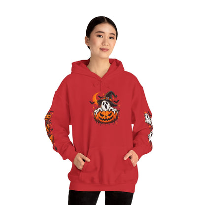 Halloween Hoodie — "Happy Halloween" Pumpkin & Ghost Graphic