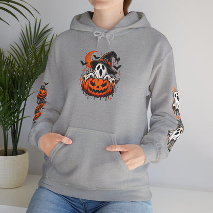 Halloween Hoodie — "Happy Halloween" Pumpkin & Ghost Graphic