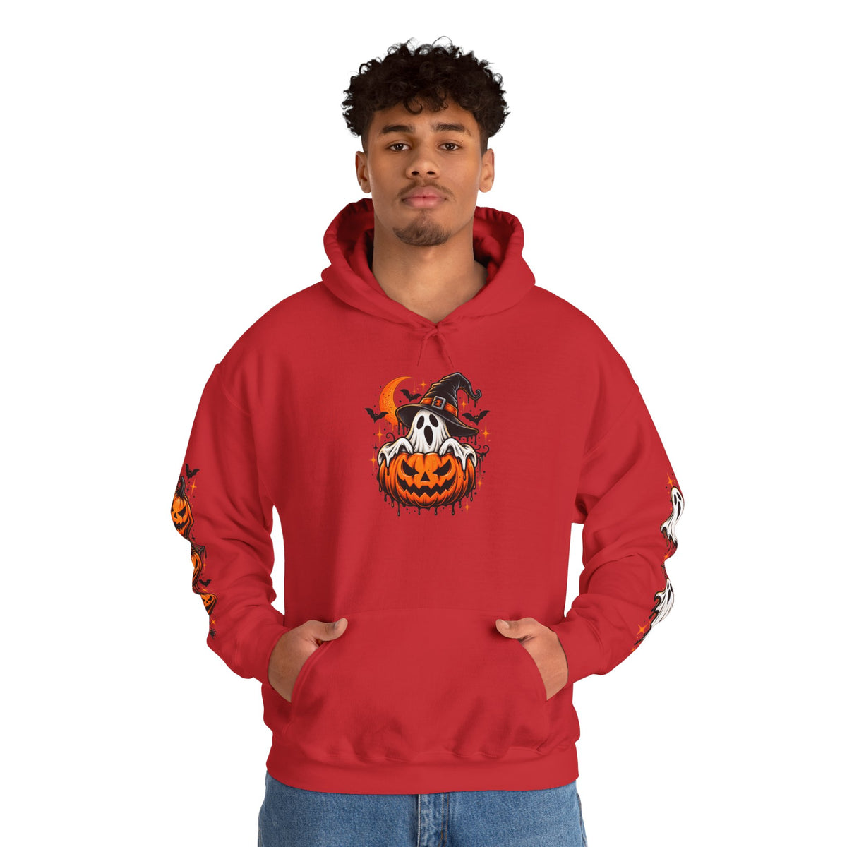 Halloween Hoodie — "Happy Halloween" Pumpkin & Ghost Graphic