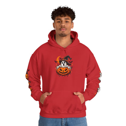Halloween Hoodie — "Happy Halloween" Pumpkin & Ghost Graphic