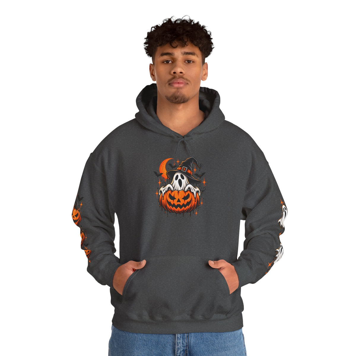 Halloween Hoodie — "Happy Halloween" Pumpkin & Ghost Graphic