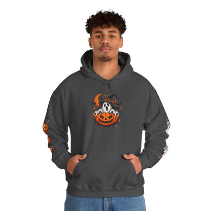 Halloween Hoodie — "Happy Halloween" Pumpkin & Ghost Graphic