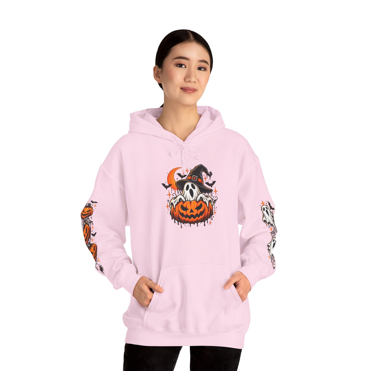 Halloween Hoodie — "Happy Halloween" Pumpkin & Ghost Graphic
