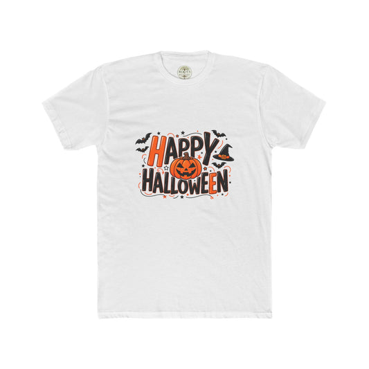 Halloween Pumpkin Tee — "Happy Halloween" Jack-O'-Lantern Crew Shirt