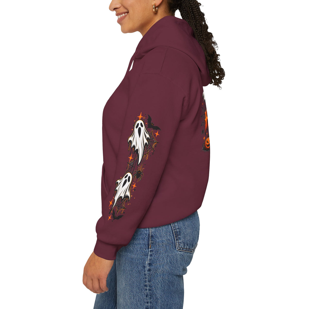 Halloween Hoodie — "Happy Halloween" Pumpkin & Ghost Graphic