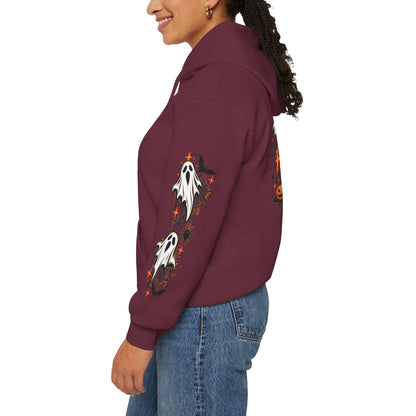 Halloween Hoodie — "Happy Halloween" Pumpkin & Ghost Graphic