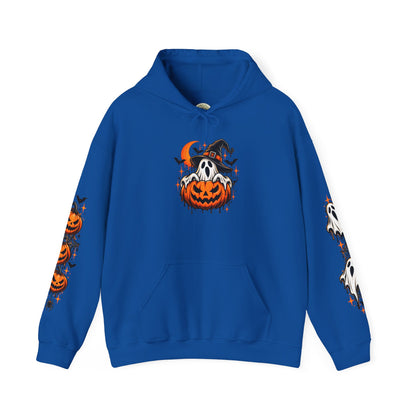 Halloween Hoodie — "Happy Halloween" Pumpkin & Ghost Graphic