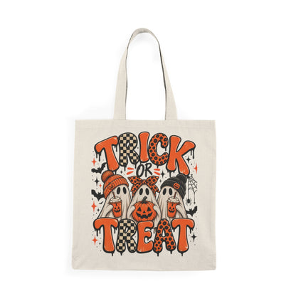 Halloween Trick or Treat Tote Bag — Cute Ghosts Pumpkin Candy Reusable Grocery Bag