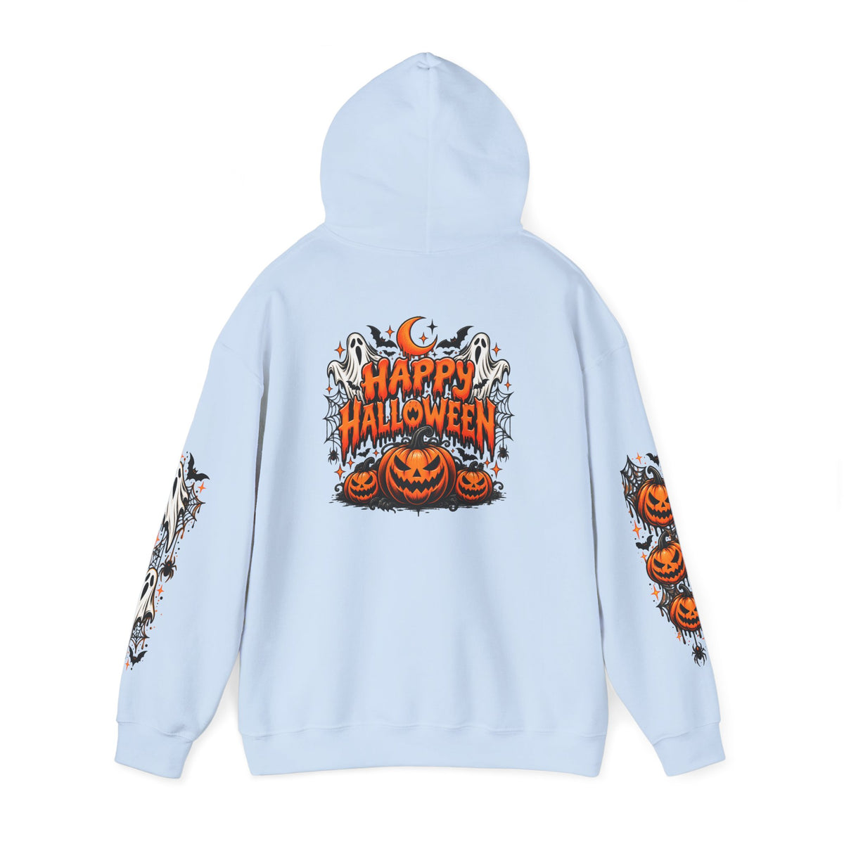 Halloween Hoodie — "Happy Halloween" Pumpkin & Ghost Graphic