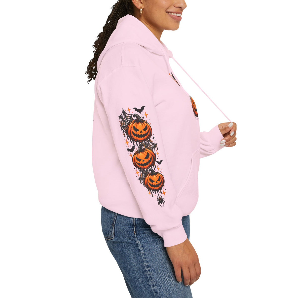 Halloween Hoodie — "Happy Halloween" Pumpkin & Ghost Graphic