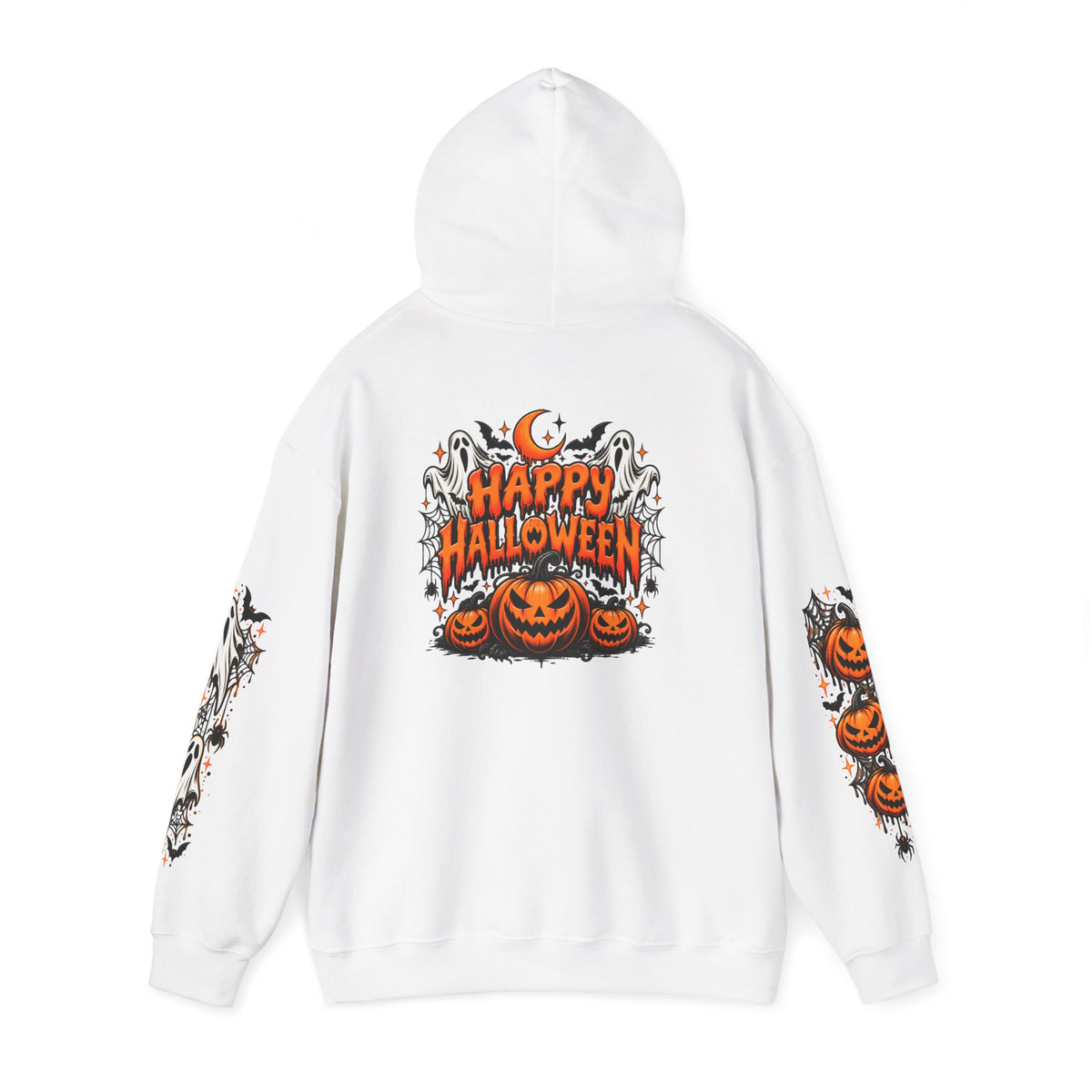 Halloween Hoodie — "Happy Halloween" Pumpkin & Ghost Graphic