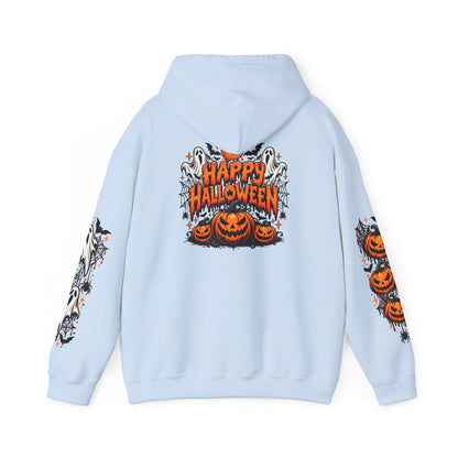 Halloween Hoodie — "Happy Halloween" Pumpkin & Ghost Graphic
