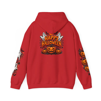 Halloween Hoodie — "Happy Halloween" Pumpkin & Ghost Graphic