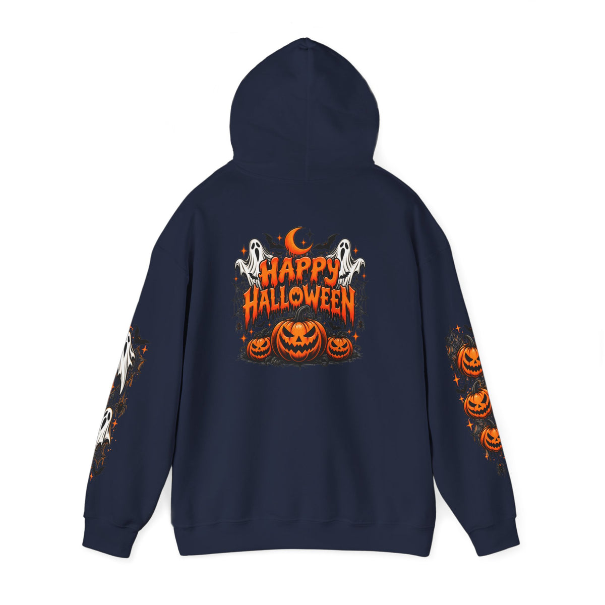 Halloween Hoodie — "Happy Halloween" Pumpkin & Ghost Graphic