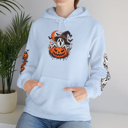 Halloween Hoodie — "Happy Halloween" Pumpkin & Ghost Graphic