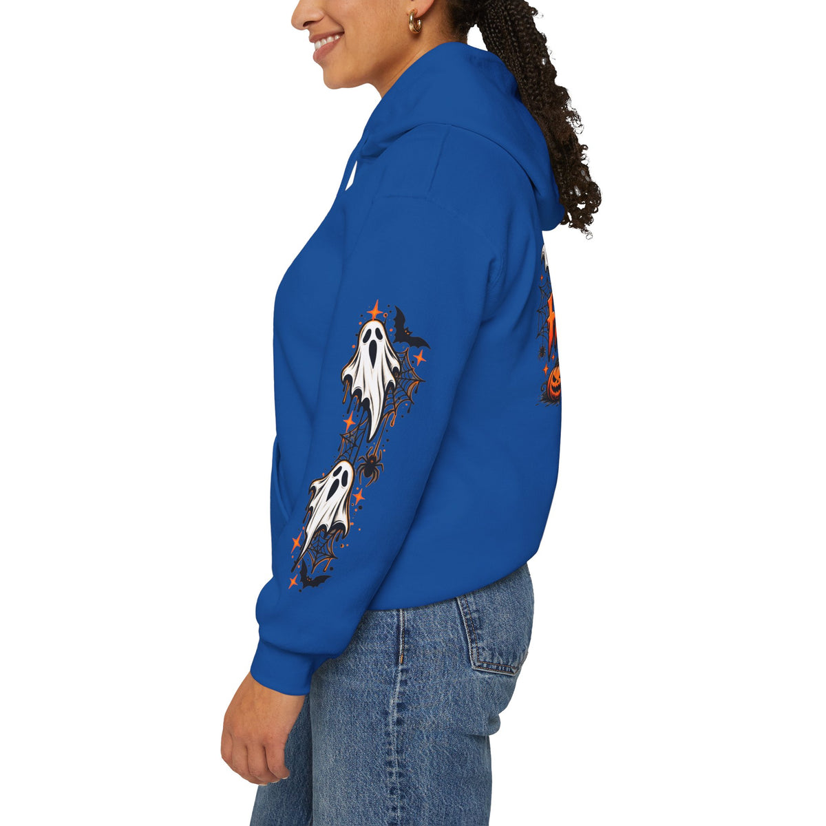 Halloween Hoodie — "Happy Halloween" Pumpkin & Ghost Graphic