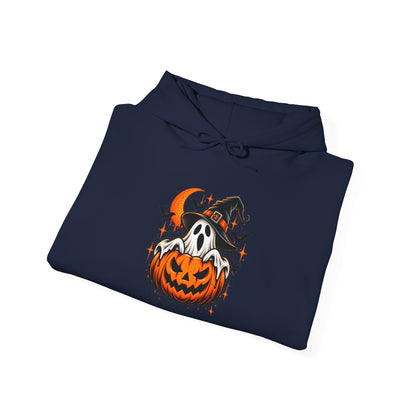 Halloween Hoodie — "Happy Halloween" Pumpkin & Ghost Graphic