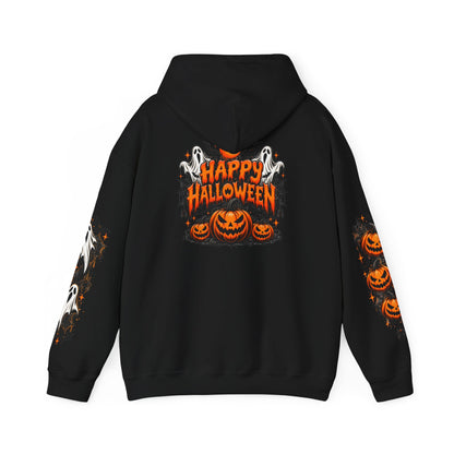 Halloween Hoodie — "Happy Halloween" Pumpkin & Ghost Graphic