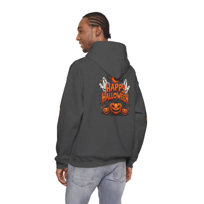 Halloween Hoodie — "Happy Halloween" Pumpkin & Ghost Graphic