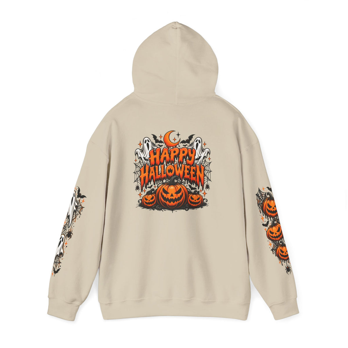 Halloween Hoodie — "Happy Halloween" Pumpkin & Ghost Graphic