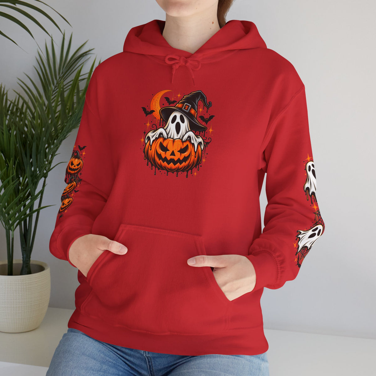 Halloween Hoodie — "Happy Halloween" Pumpkin & Ghost Graphic