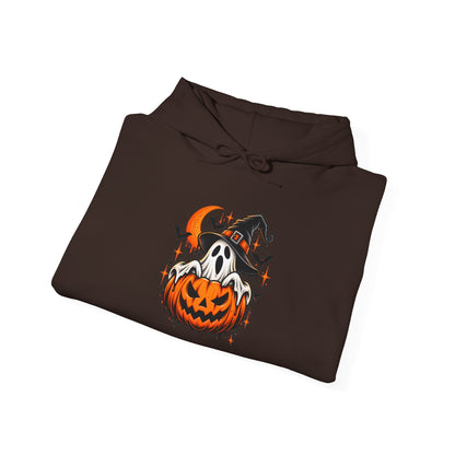 Halloween Hoodie — "Happy Halloween" Pumpkin & Ghost Graphic
