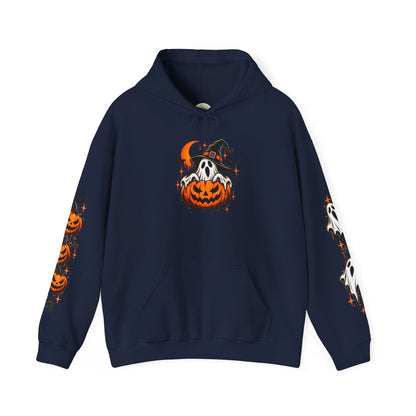 Halloween Hoodie — "Happy Halloween" Pumpkin & Ghost Graphic