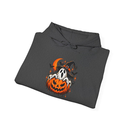 Halloween Hoodie — "Happy Halloween" Pumpkin & Ghost Graphic
