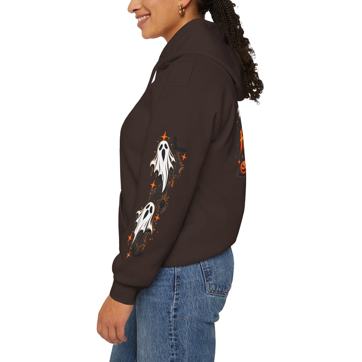 Halloween Hoodie — "Happy Halloween" Pumpkin & Ghost Graphic