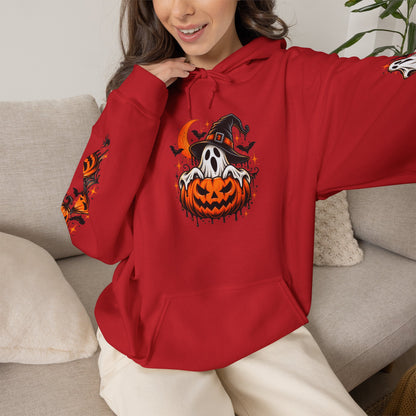 Halloween Hoodie — "Happy Halloween" Pumpkin & Ghost Graphic