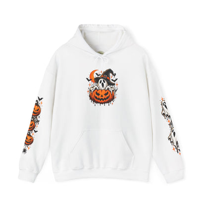 Halloween Hoodie — "Happy Halloween" Pumpkin & Ghost Graphic